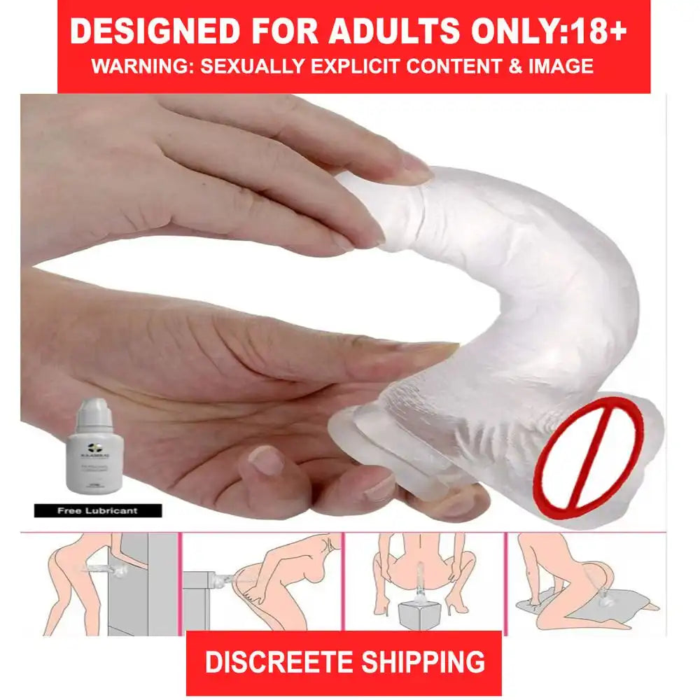 9 Inch Lifelike Silicone Dildo with Strong Suction Cup – Clear Body-Safe Adult Accessory