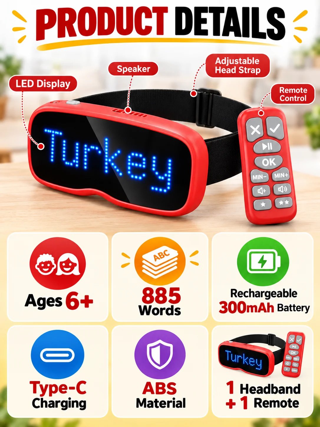 ๐ Party Fun Deal โ LED Headband Guessing Game Set ๐ก Interactive Charades Challenge for Kids & Adults at Family Game Nights โจ