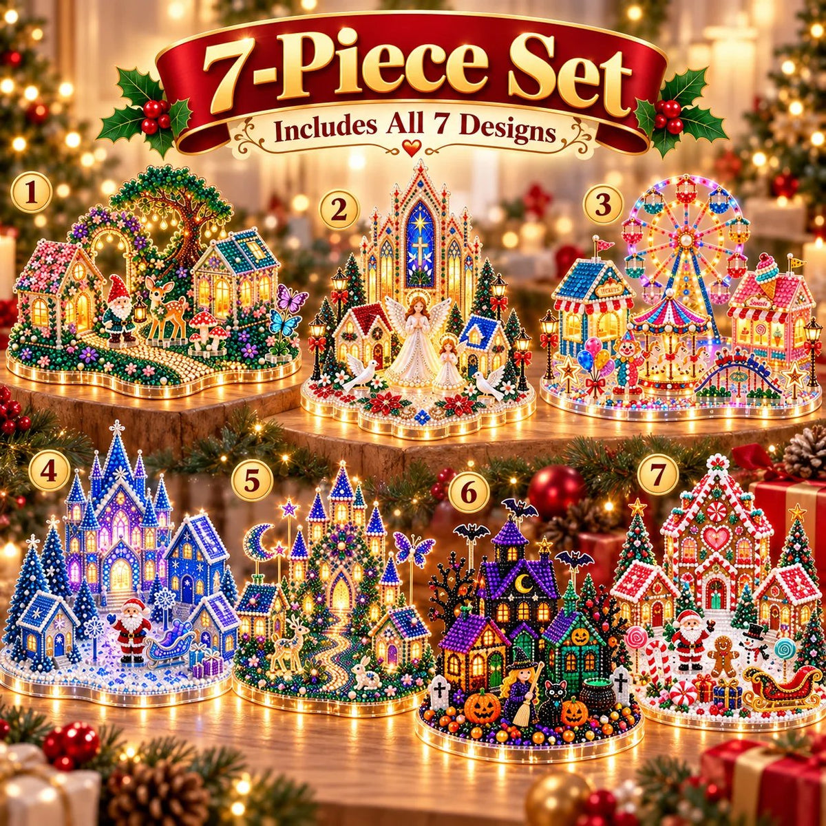 ๐๐ 3D DIY Diamond Art Village Kit โ Christmas & Halloween Craft Decor