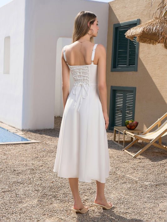 💐Ruched Bust Split Thigh Cami Dress