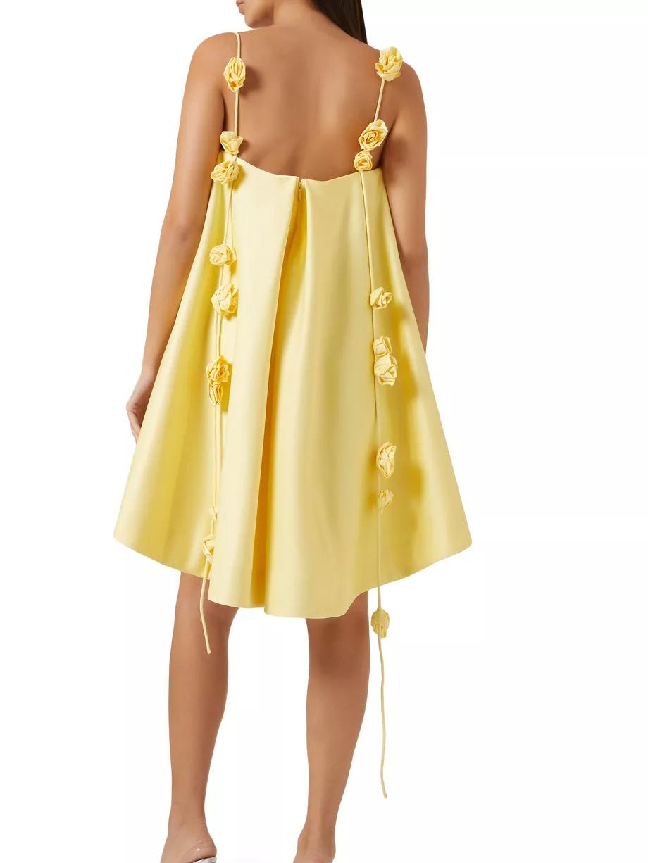 Backless 3D Rose Mini Dress