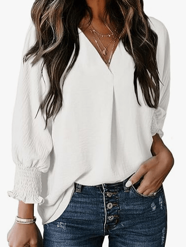 Womens Tunic Tops V Neck Casual Loose 3/4 Sleeve Shirts Dressy Blouses Tops Overiszed T Shirts