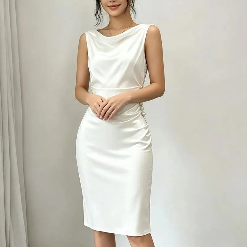 Women's Sleeveless Cowl Neck Midi Dress