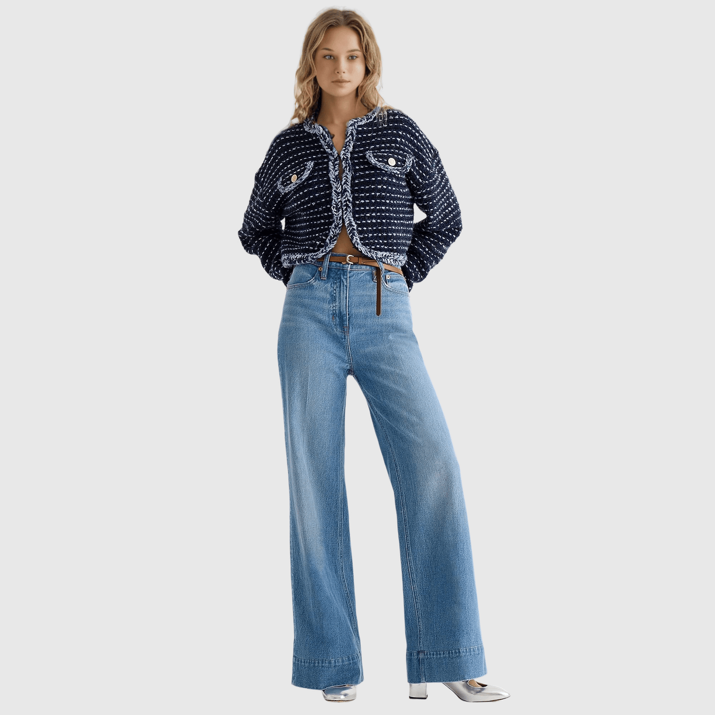 Tummy Control Tall Wide Leg Denim Trouser - Buy two and get free shipping!