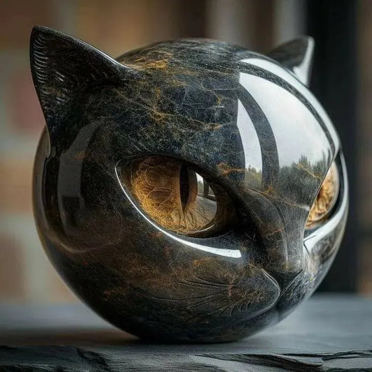 🐈⬛Luxury Black Cat Stone Sculpture – Elegant Home Décor & Gift-Ready Art Piece