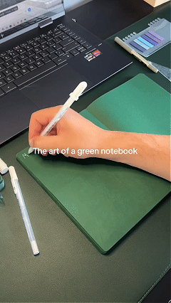π Deep Green Blank Notebook with White Gel Pen | Aesthetic Writing & Sketch Journal