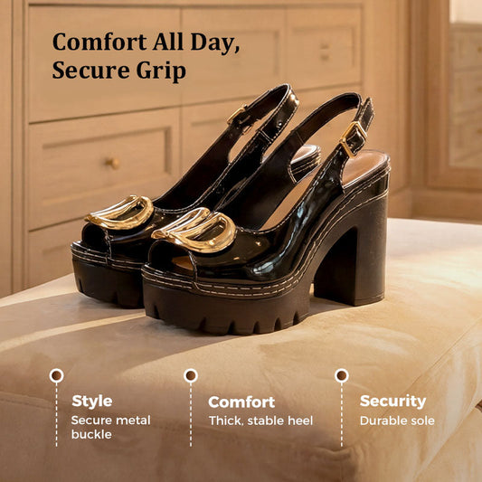 New product launch Elegant Peep-Toe Buckle Heeled Sandals – Chic Design, Comfortable... product image 2