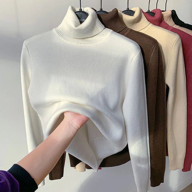 🔥HOT SALE - Cozy Women's Turtleneck Fleece Pullover Sweater