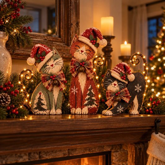 ๐ฑ๐ Vintage Lighted Christmas Cat Trio | Remote Tail Lights