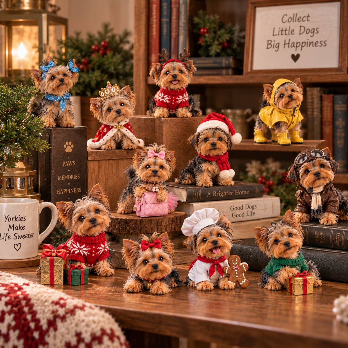 24 Days of Yorkshire Terrier â 24 Unique Yorkie Figurines | Christmas Collectible Gift Set