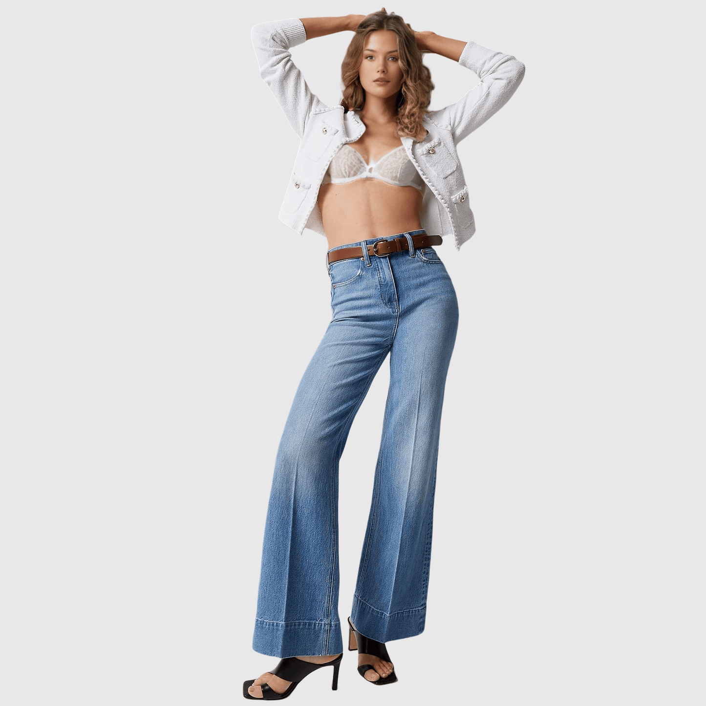 Tummy Control Tall Wide Leg Denim Trouser - Buy two and get free shipping!