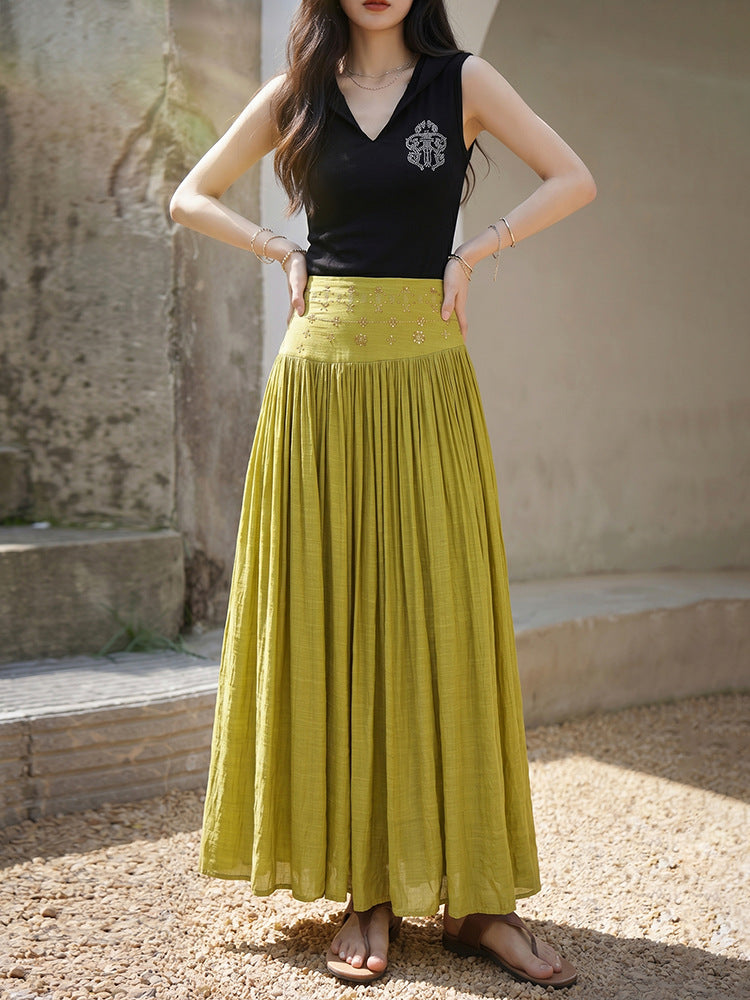 đź‘—Women's High-Waisted Linen A-Line Beach Skirtđź‘