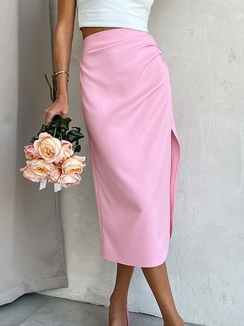 Women's Side Slit Bodycon Midi Skirt - Buy two and get free shipping! mysite