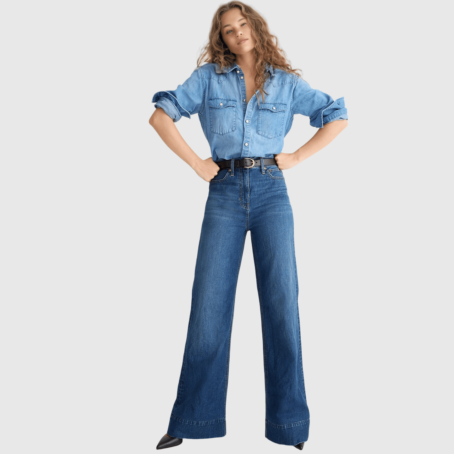 Tummy Control Tall Wide Leg Denim Trouser - Buy two and get free shipping!
