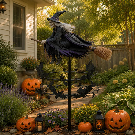 🧙♀️Enchanted Witch Wind Spinner ✨ Whimsical Outdoor Halloween Garden Decor