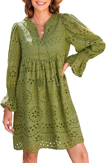 2025 New Arrival- Casual Eyelet Lace Dress for Women