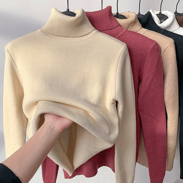 🔥HOT SALE - Cozy Women's Turtleneck Fleece Pullover Sweater
