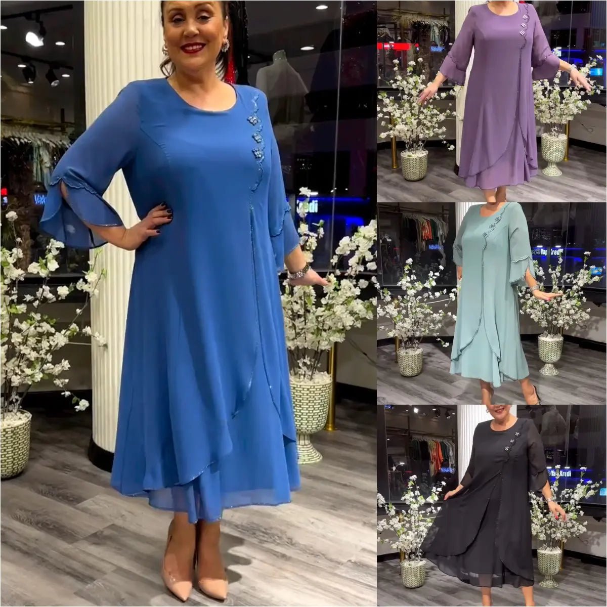 đź’•Women's chiffon solid color loose dress - Buy two and get free shipping!