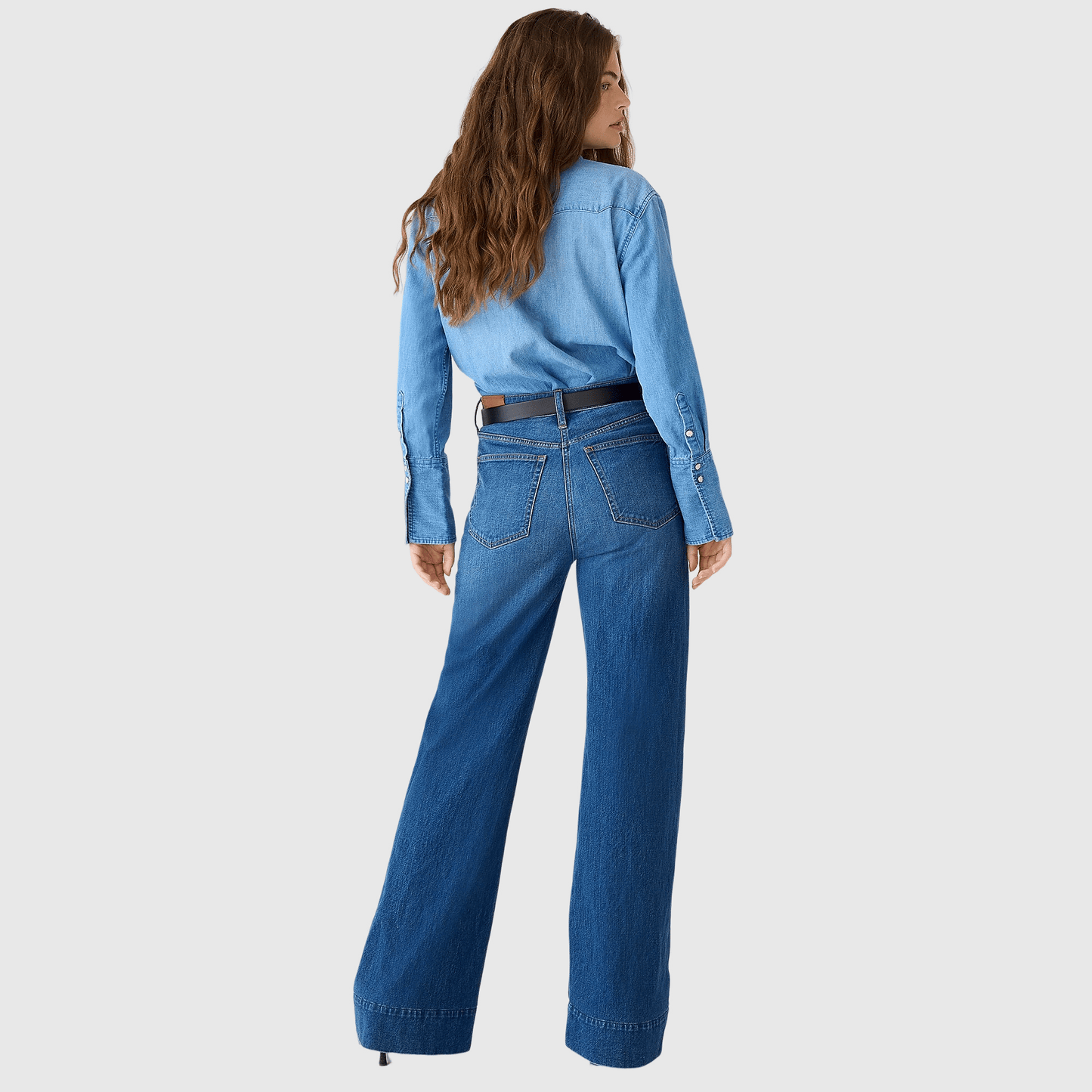Tummy Control Tall Wide Leg Denim Trouser - Buy two and get free shipping!