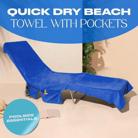 🎉Summer Hot Sale🎁Sun Lounger Towel in Bag with Pockets Storage