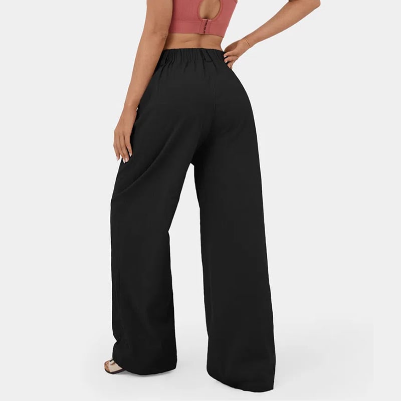 High Waisted Plicated Side Pocket Wide Leg Pants mysite