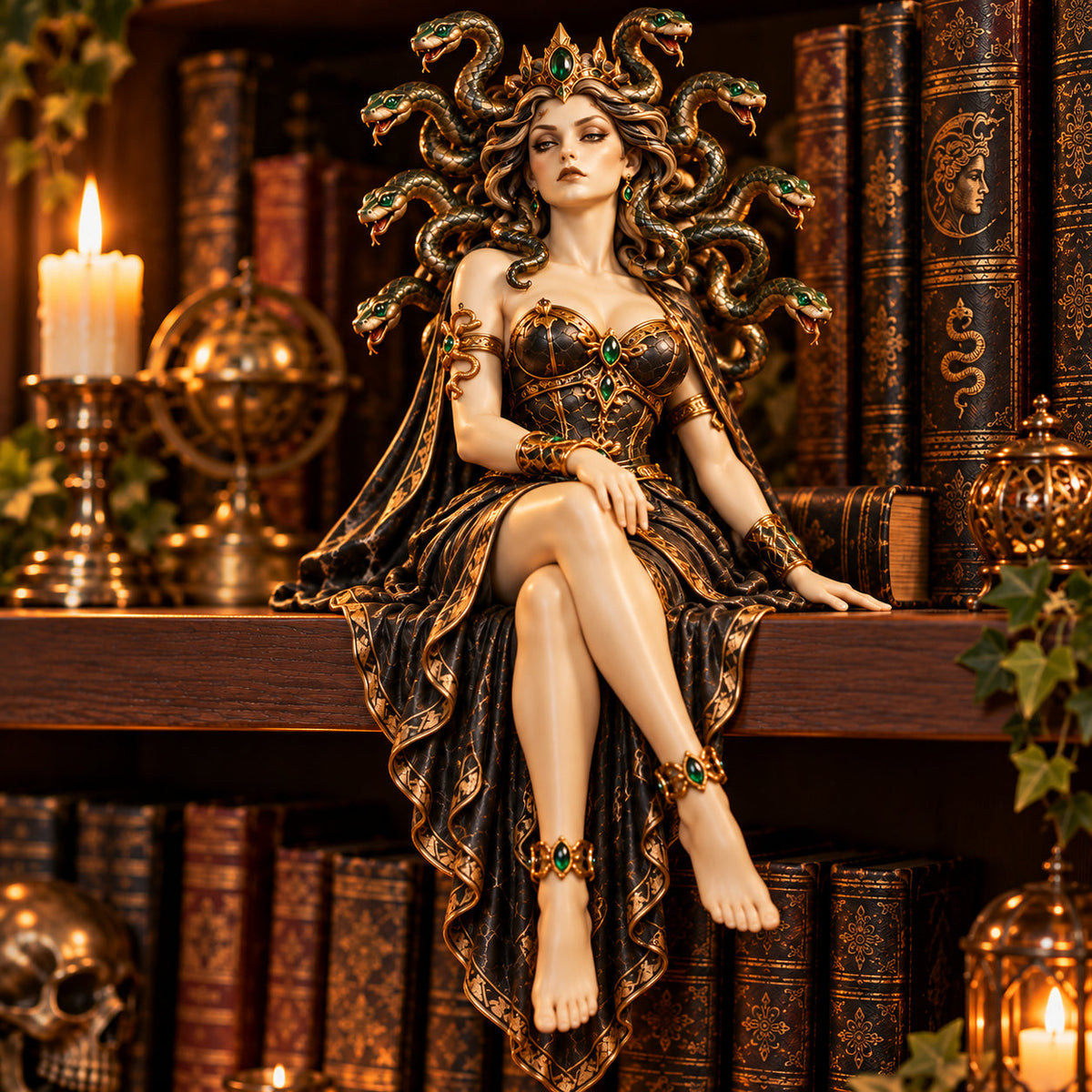 ๐ Medusa Shelf Sitter Collection โ 3 Mythology-Inspired Figurines for Book Lovers & Gothic Decor๐๐๐