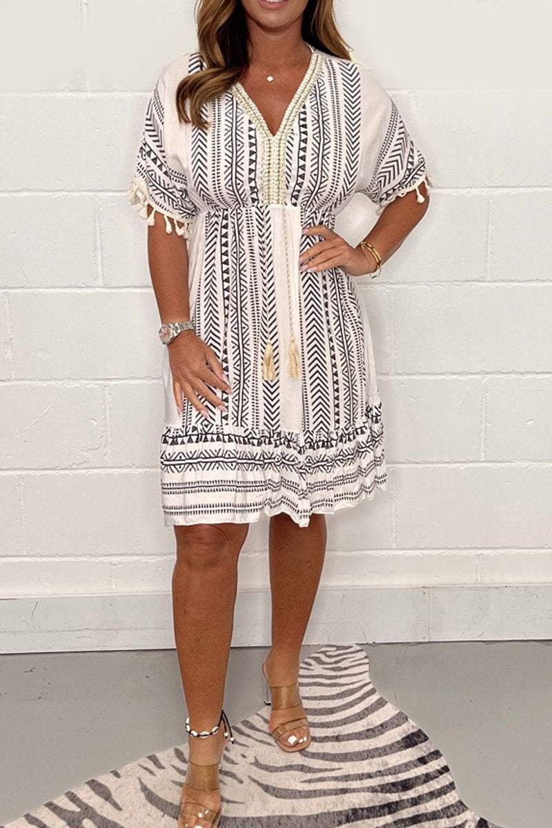 š„Hot Saleš„Ethnic Style Casual printed V-neck dress