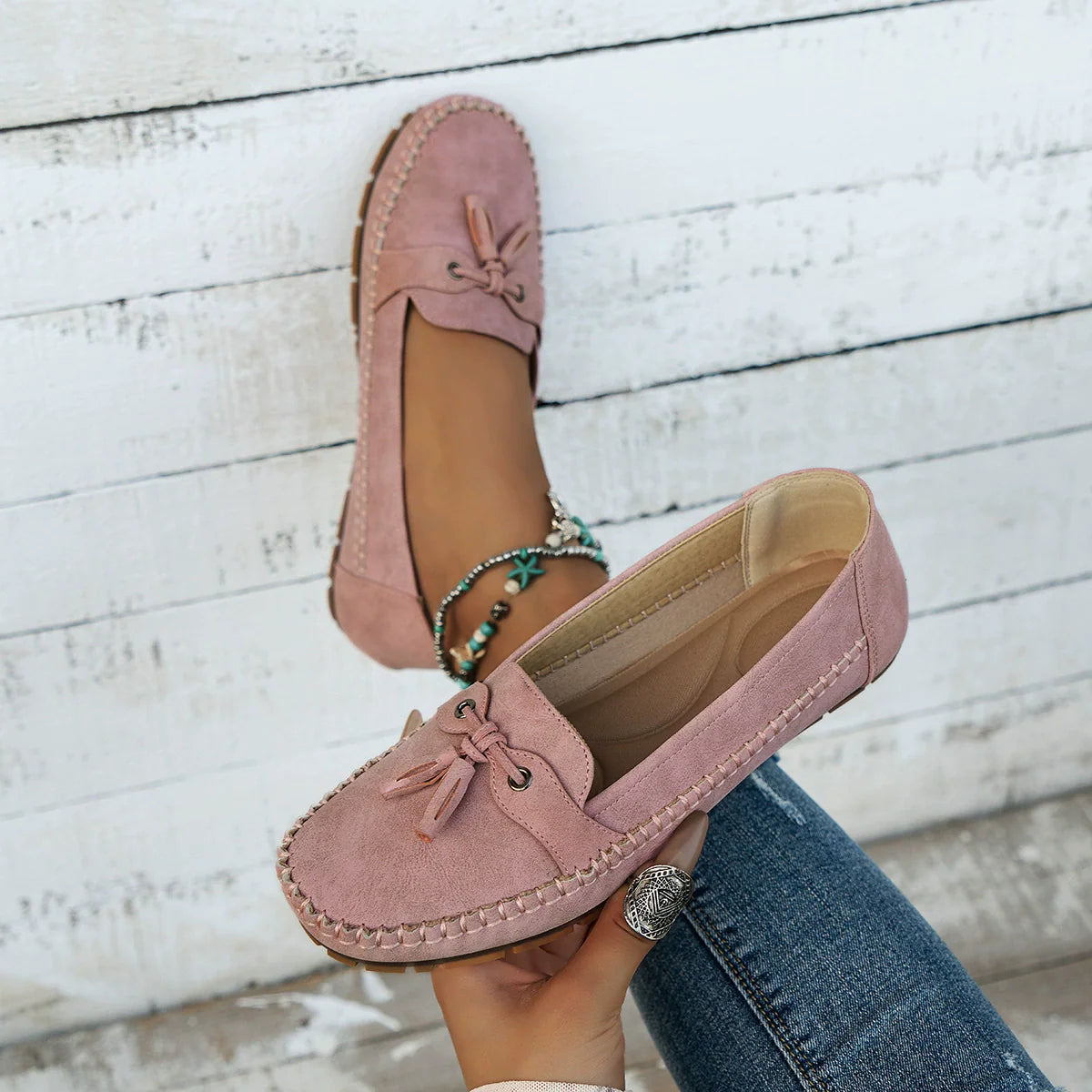 🔥Comfortable soft loafers for women in vintage style with bow