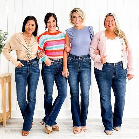 π High Rise Non Distressed Vintage Frayed Hem Bootcut Jeans