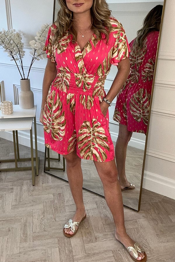 Casual Floral Polka Dot Pocket Rompers - Buy two and get free shipping!