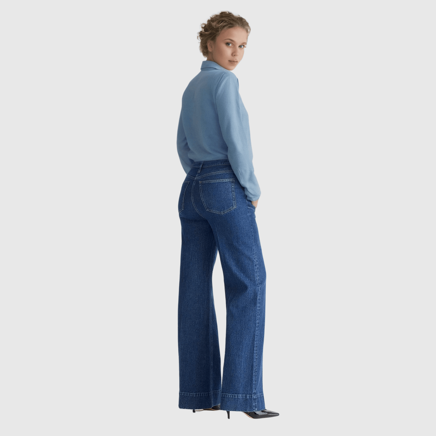 Tummy Control Tall Wide Leg Denim Trouser - Buy two and get free shipping!