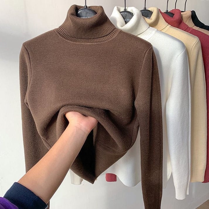 🔥HOT SALE - Cozy Women's Turtleneck Fleece Pullover Sweater
