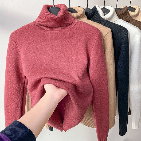 🔥HOT SALE - Cozy Women's Turtleneck Fleece Pullover Sweater