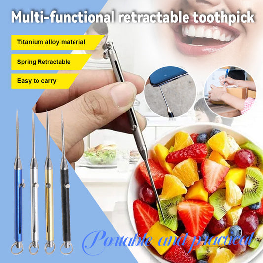 š„Buy 5 get 10 freeš„Multi-functional titanium alloy retractable toothpick