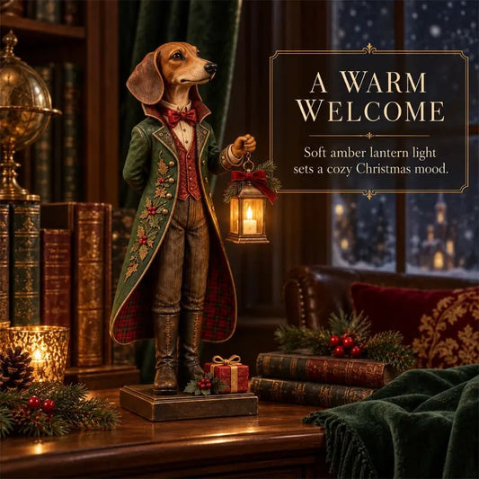 ๐๐ Christmas Dachshund Lantern Ornament | Victorian Butler Decor