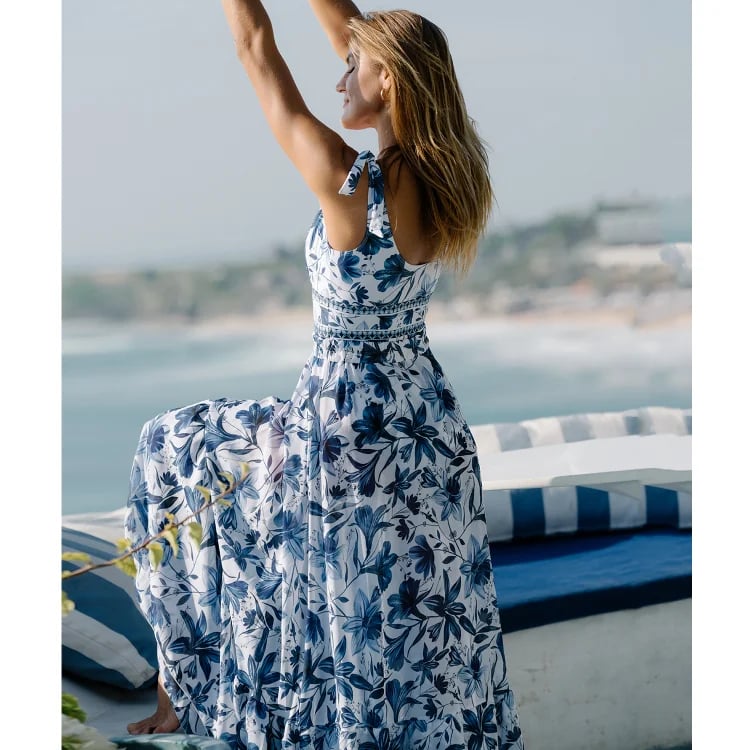 😍V Neck Ruffle Lace Up Printed One Piece Swimsuit and Skirt👗