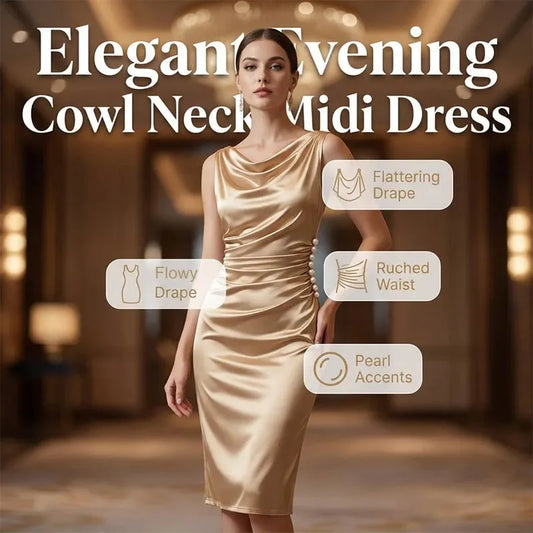 Women's Sleeveless Cowl Neck Midi Dress