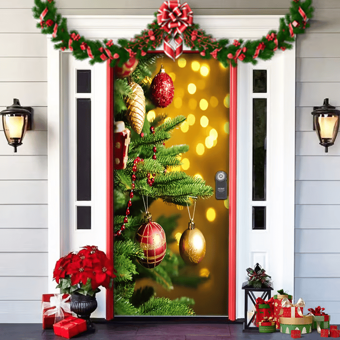 π2025 Christmas and Halloween front door decoration