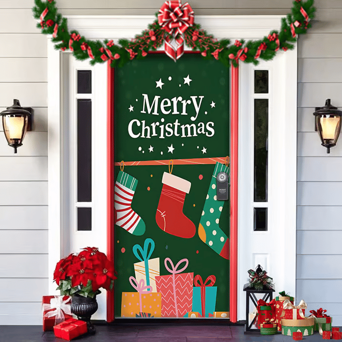 π2025 Christmas and Halloween front door decoration