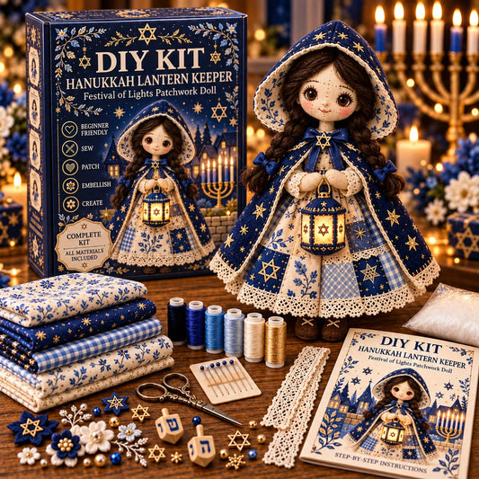 ๐๐งต Hanukkah DIY Patchwork Doll Kit | 3 Festival of Lights Designs