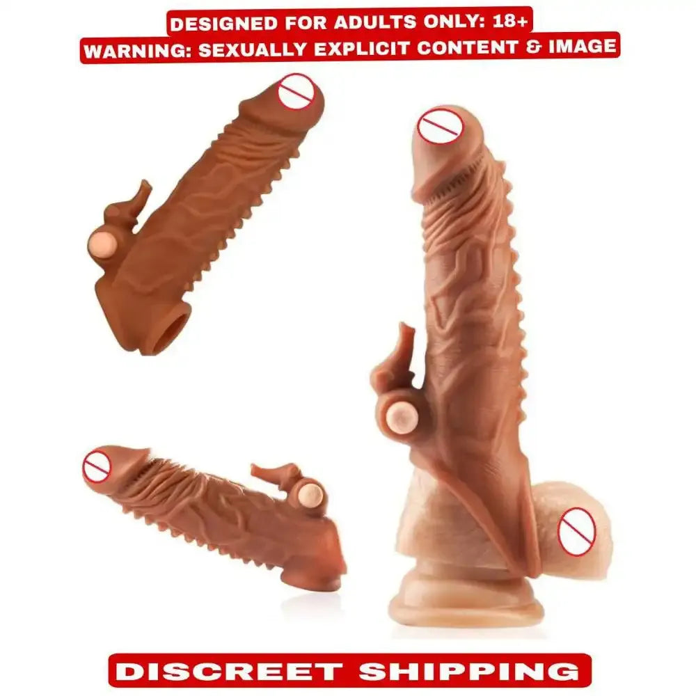 Dual-Function Vibrating Silicone Sleeve for Men – Textured Personal Wellness Accessory