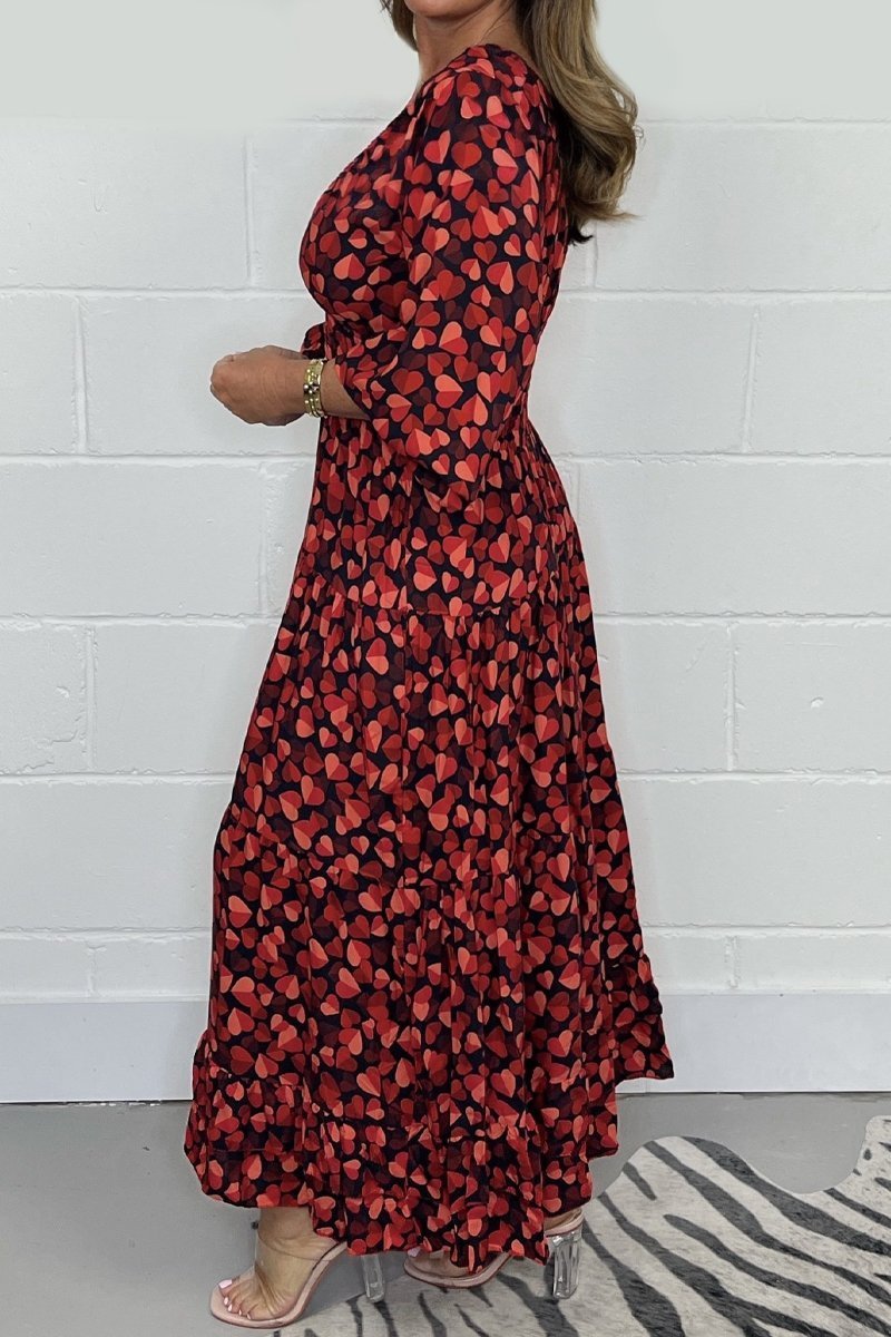 💃Heart Smocked Midi Dress