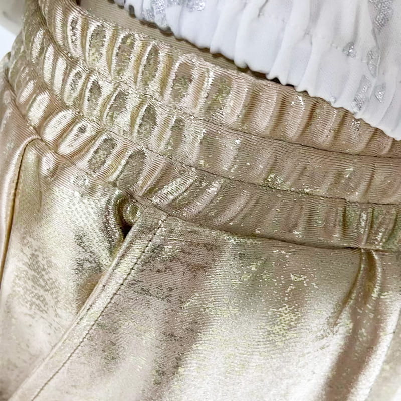 🌷2-teiliges Damen-Set: Devil's Eye Goldfolien-Oberteil und Pailletten-Hosen-Set