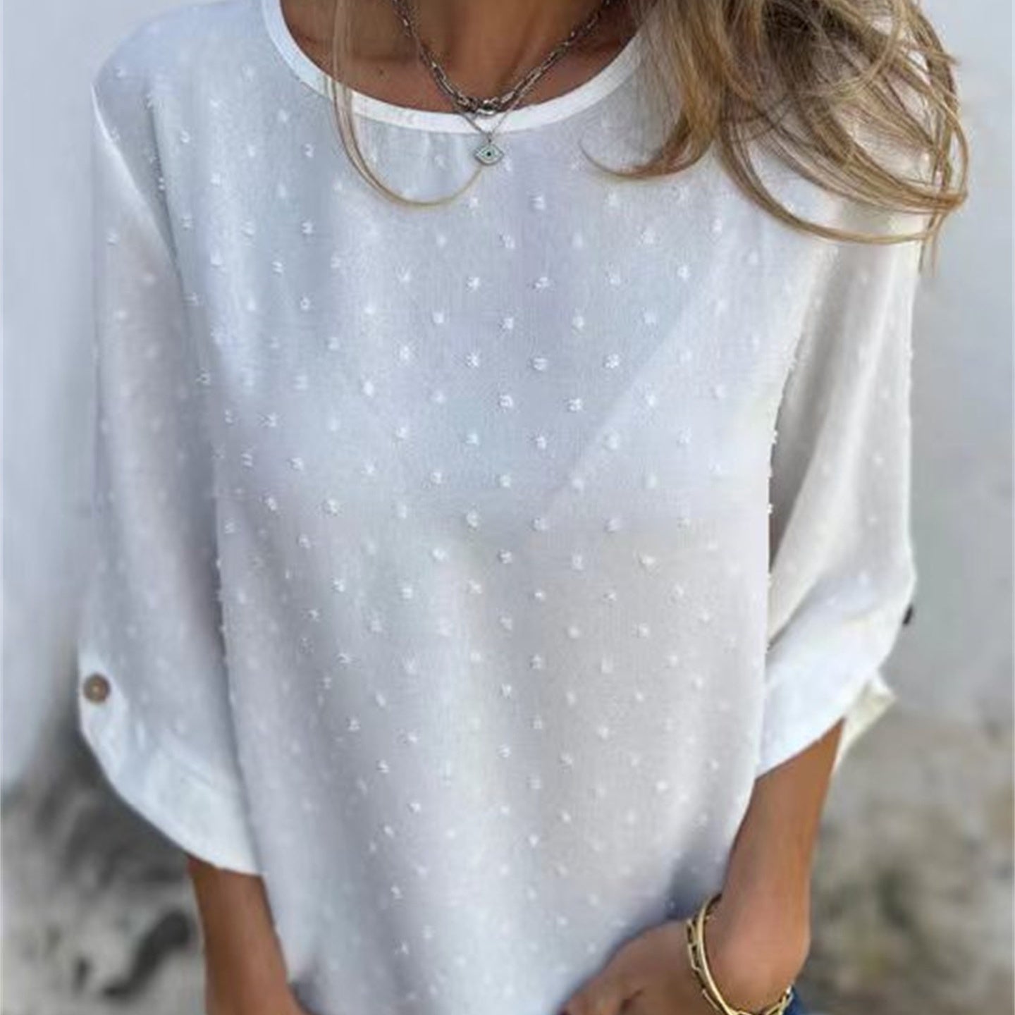 🔥Women's Casual Round Neck Jacquard Top