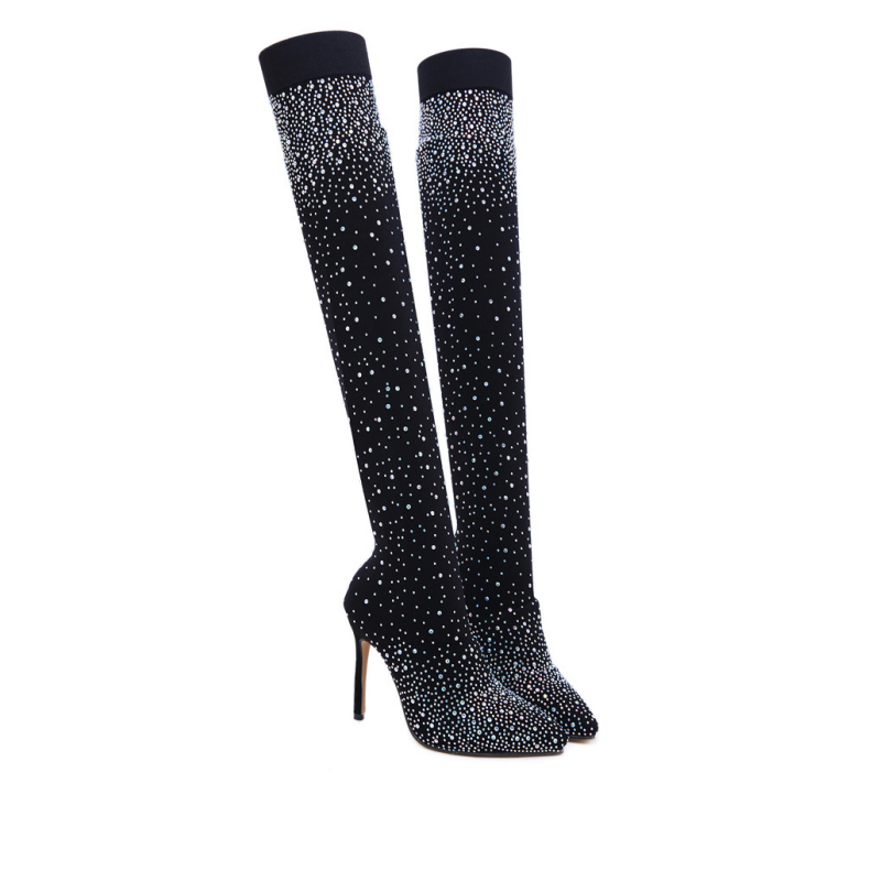 ✨Women's Sparkly Faux Diamond Knee Boots👠