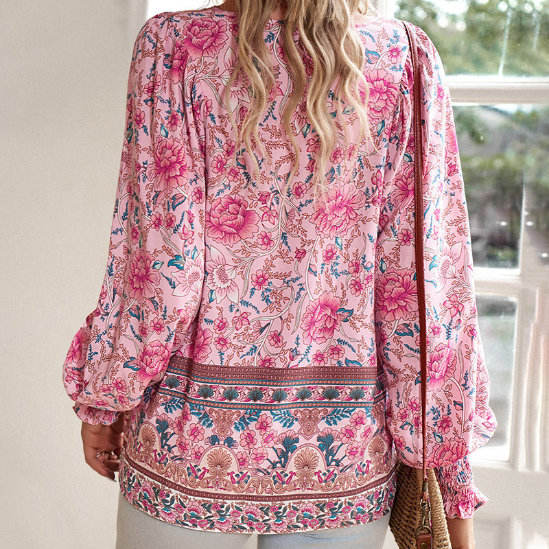 đź’–2025 New Productsđź’–Women's Fashion Printed v-Neck Long Sleeve Shirt - Buy two and get free shipping!