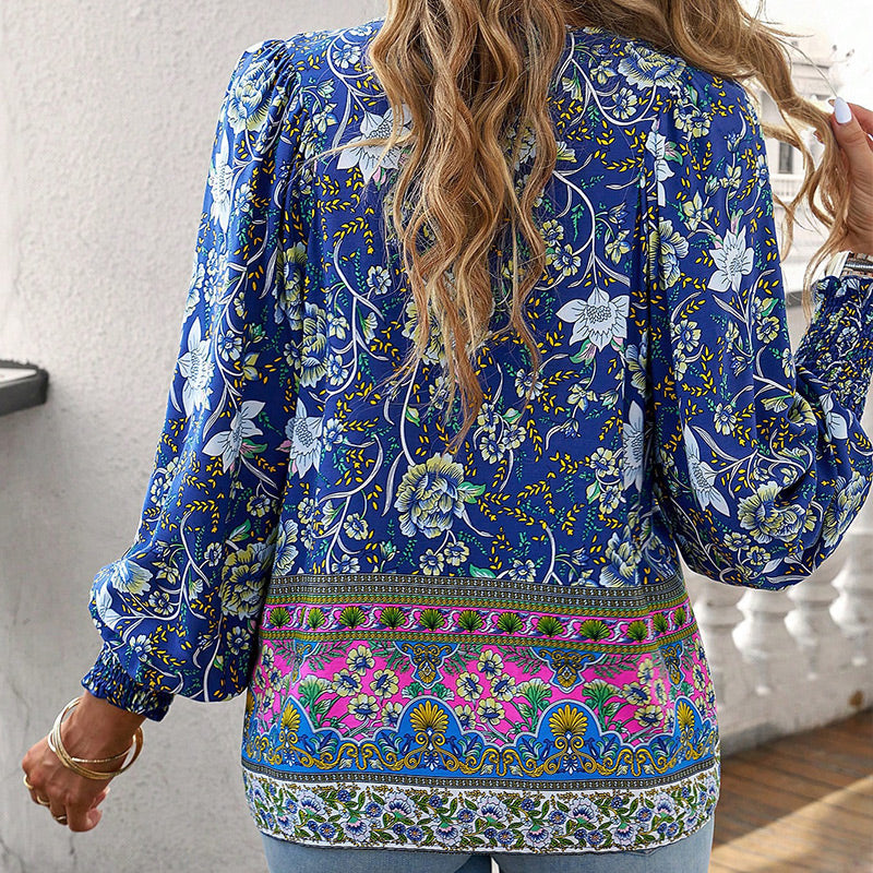 đź’–2025 New Productsđź’–Women's Fashion Printed v-Neck Long Sleeve Shirt - Buy two and get free shipping!