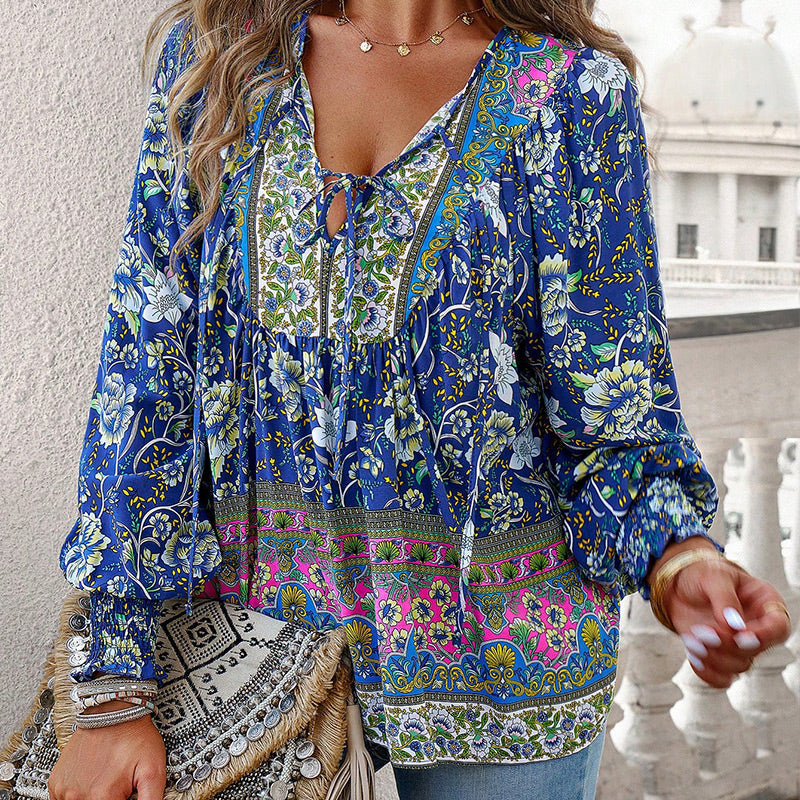 đź’–2025 New Productsđź’–Women's Fashion Printed v-Neck Long Sleeve Shirt - Buy two and get free shipping!