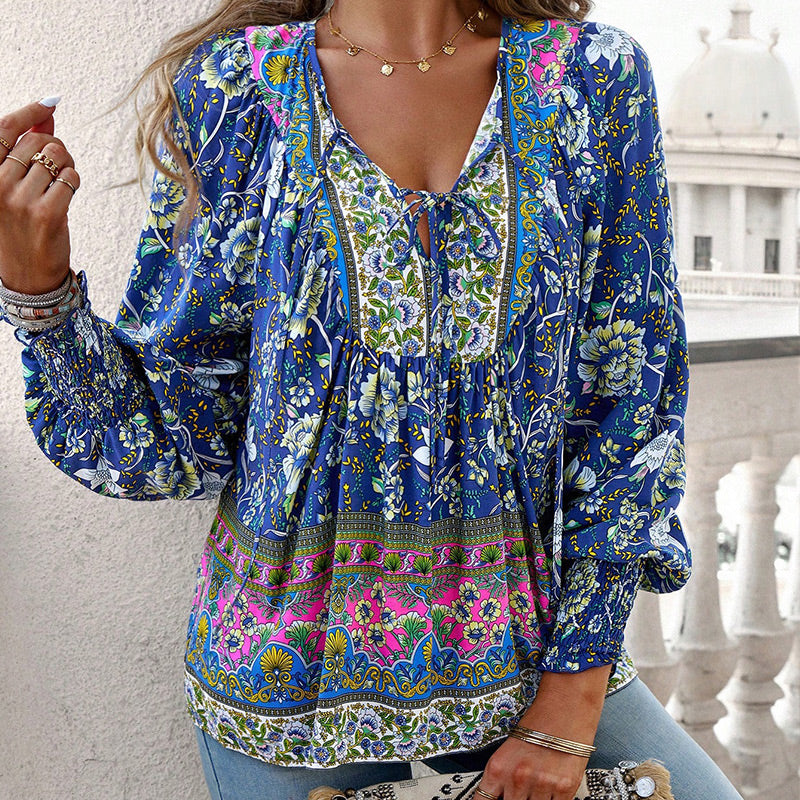 đź’–2025 New Productsđź’–Women's Fashion Printed v-Neck Long Sleeve Shirt - Buy two and get free shipping!