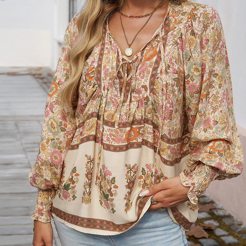 đź’–2025 New Productsđź’–Women's Fashion Printed v-Neck Long Sleeve Shirt - Buy two and get free shipping!